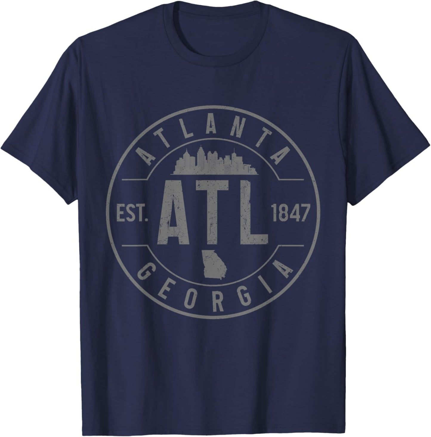 Atlanta Georgia ATL Pride Vintage T-Shirt - T-Shirt | Navy