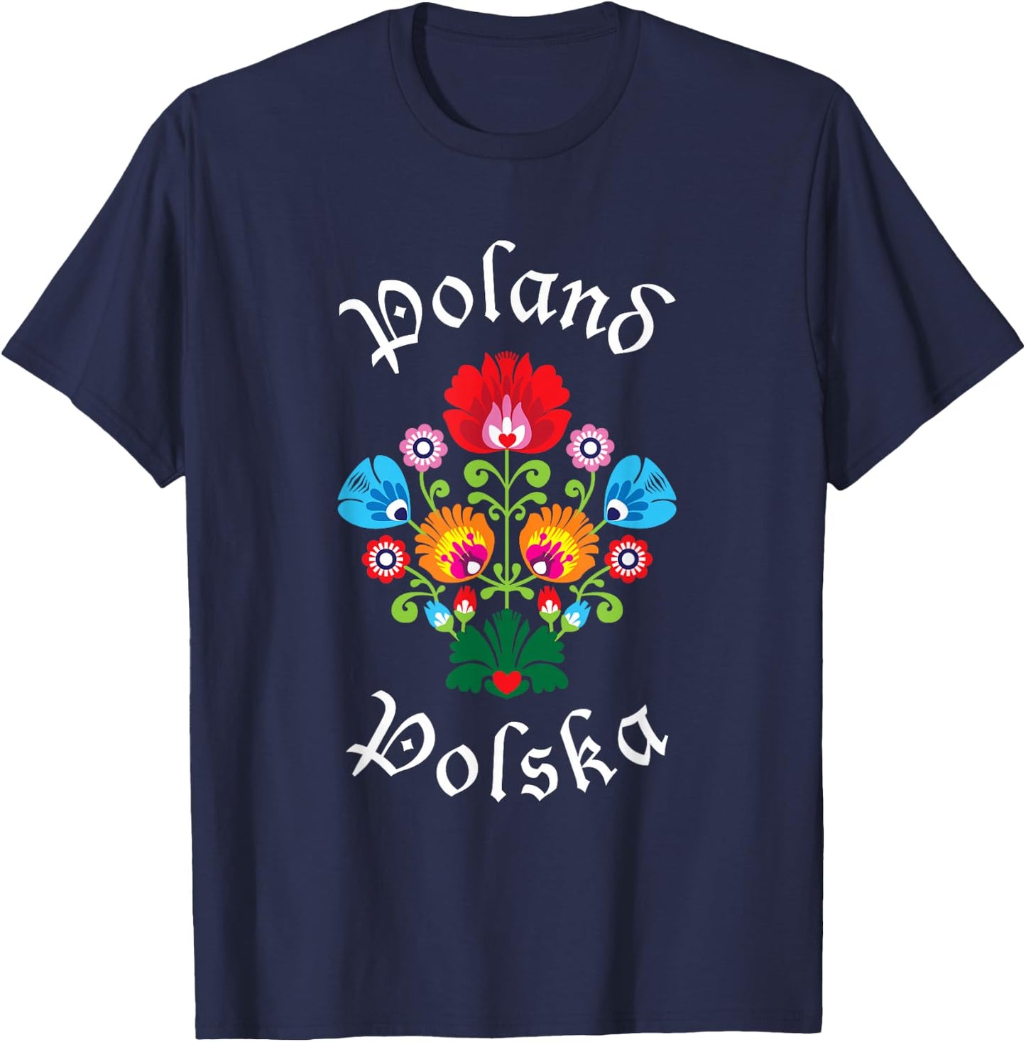 POLAND | Folk Art WYCINANKI Polska, Polish Folklore Fest T-Shirt - T-Shirt | Navy