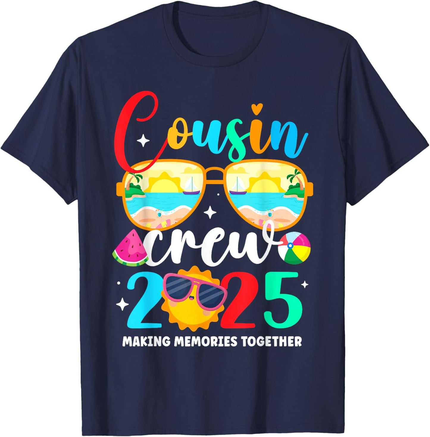 Cousin crew 2025 Summer Vacation Beach Family Trips Matching T-Shirt - T-Shirt | Navy