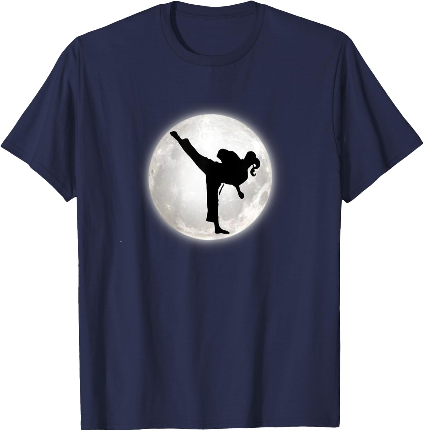 Taekwondo Girl in the Moon for Girls The Kick T-Shirt - T-Shirt | Navy