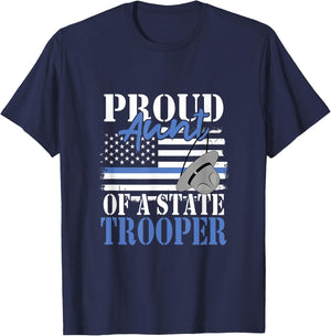 Proud Aunt of a State Trooper Police Officer Graduation T-Shirt - T-Shirt | Navy