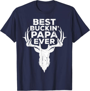 Best Buckin' Papa Ever Shirt Men Hunting Fathers Day T-Shirt - T-Shirt | Navy