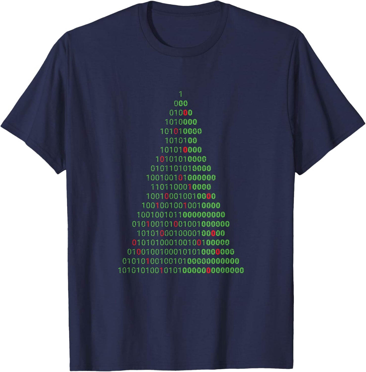 Funny Binary Christmas Tree Computer Programmers and Geek T-Shirt - T-Shirt | Navy