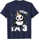 Kids 3rd Birthday Panda Shirt Yes I'm 3 Panda Costume Gift T-Shirt - T-Shirt | Navy