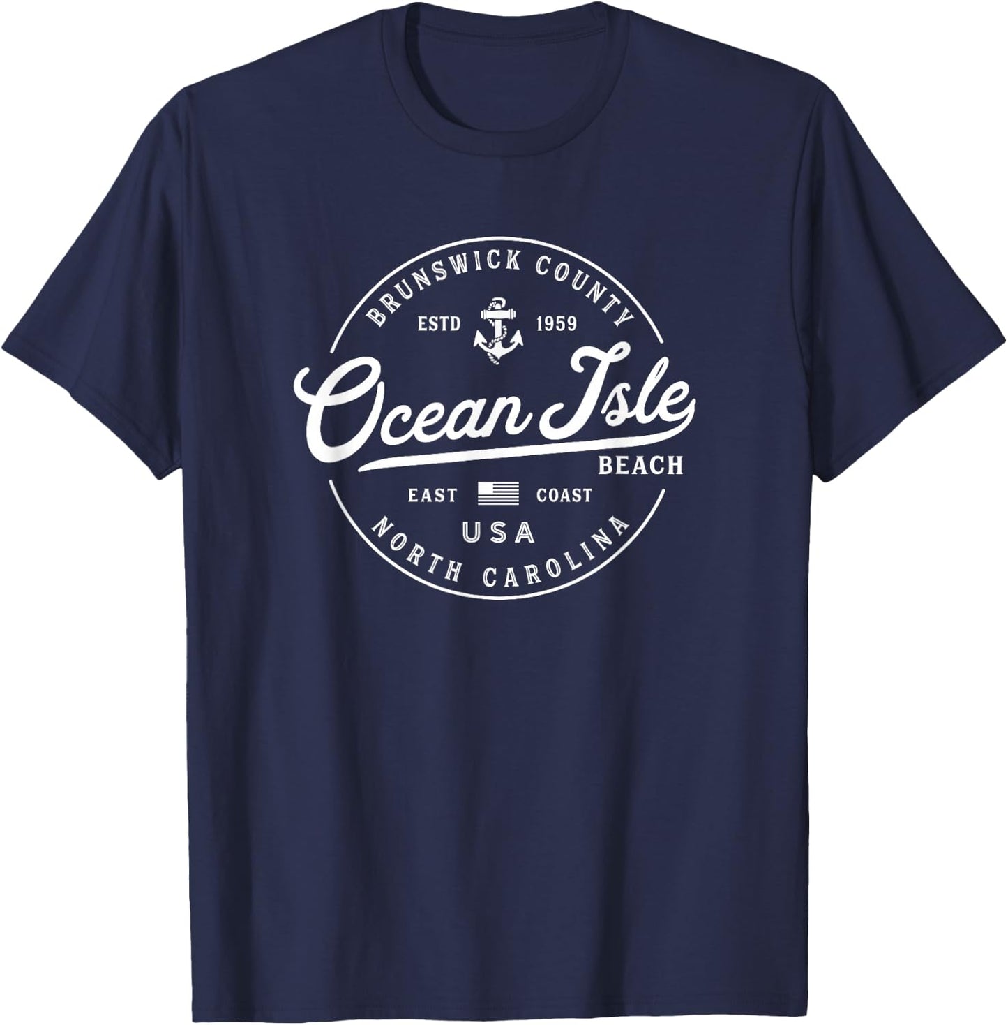 NAUTICAL NC Ocean Isle Beach North Carolina Travel Vacation T-Shirt - T-Shirt | Navy