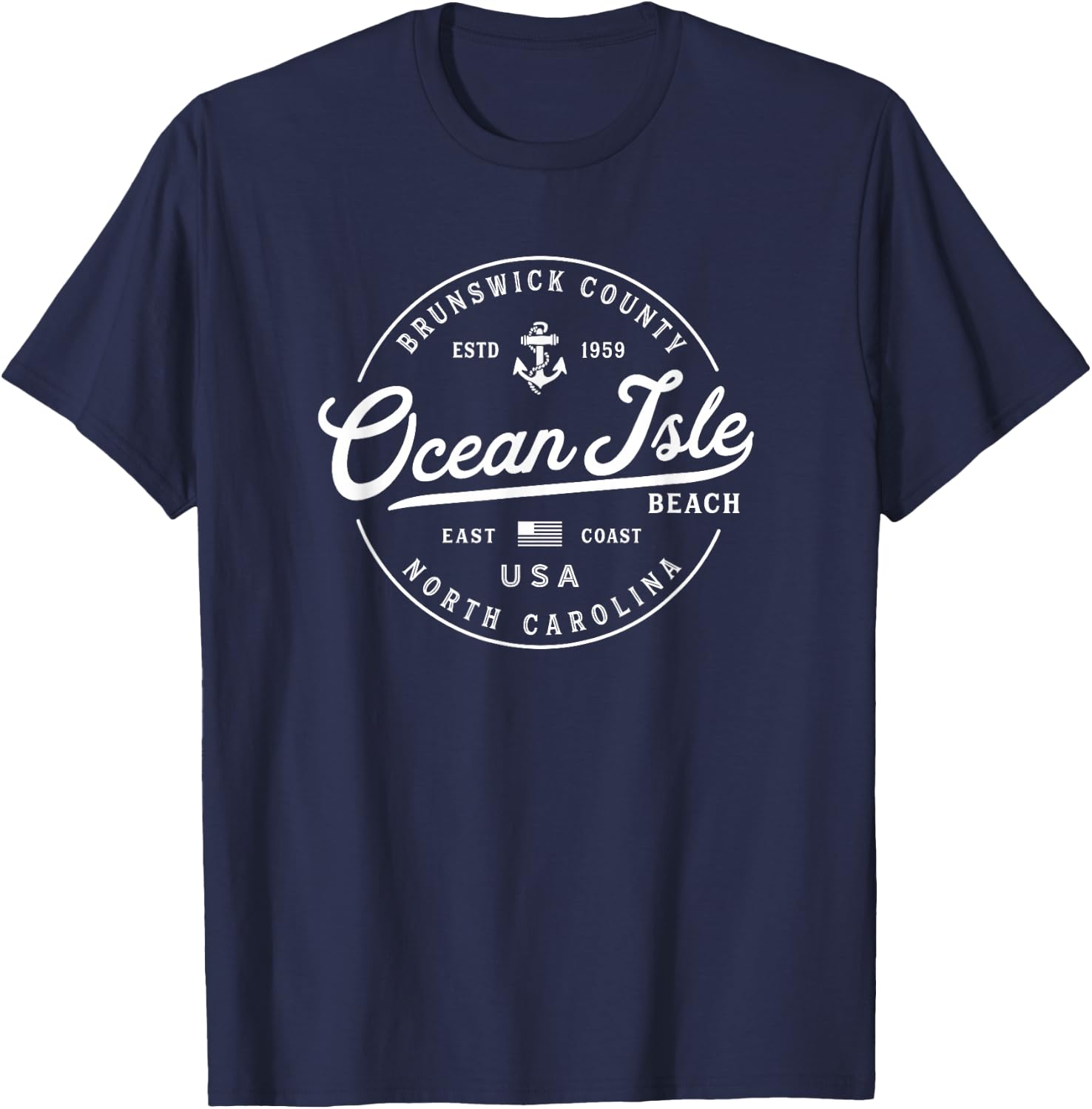 NAUTICAL NC Ocean Isle Beach North Carolina Travel Vacation T-Shirt - T-Shirt | Navy