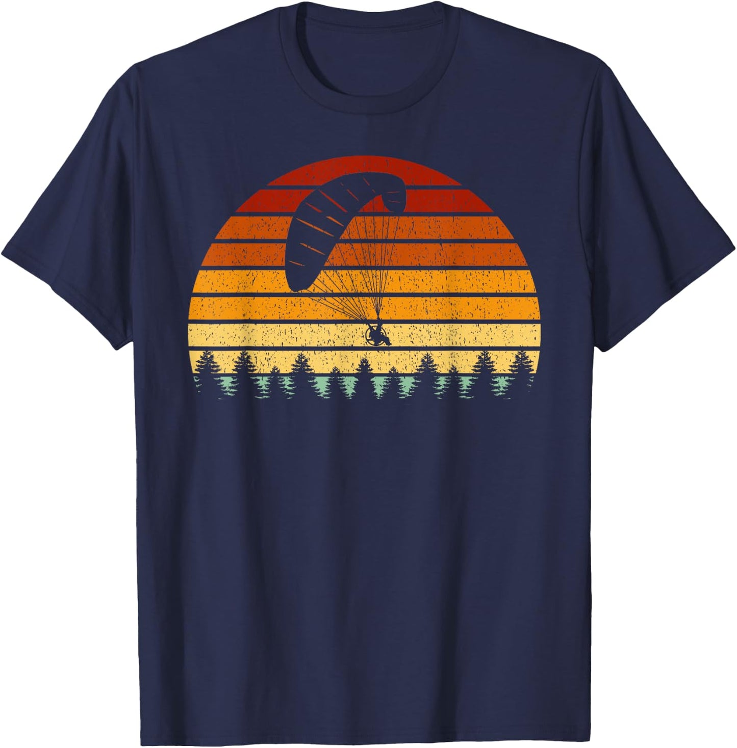 Vintage Sunset Paragliding Gift Paragliders T-Shirt - T-Shirt | Navy