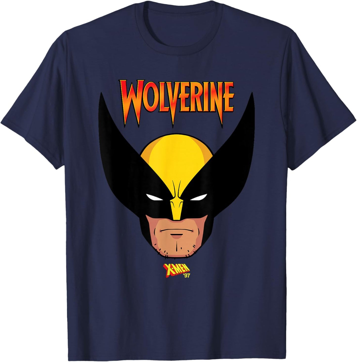 Marvel X-Men '97 Wolverine Logan Mutant Hero Big Face T-Shirt - T-Shirt | Navy