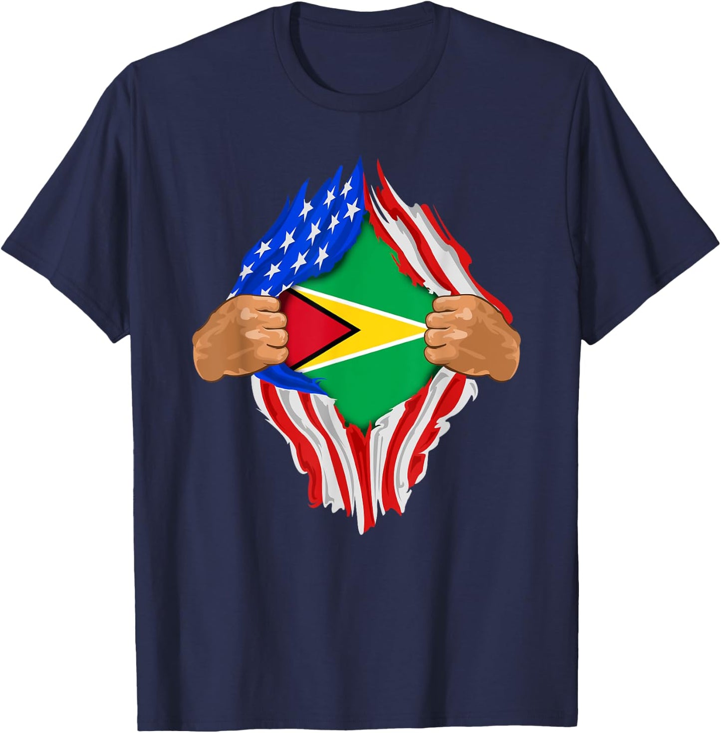 Guyanese Blood Inside Me | Guyana Flag Gift T-Shirt - T-Shirt | Navy