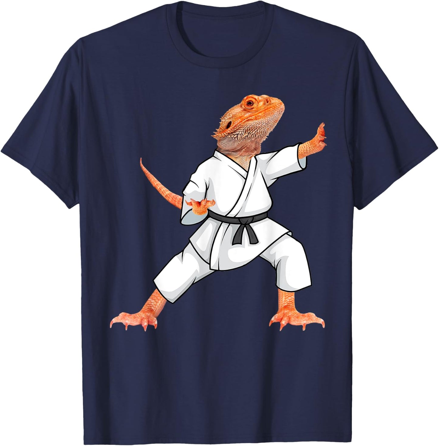 Funny Bearded Dragons Doing Karate Samurai Ninja Lizard T-Shirt - T-Shirt | Navy