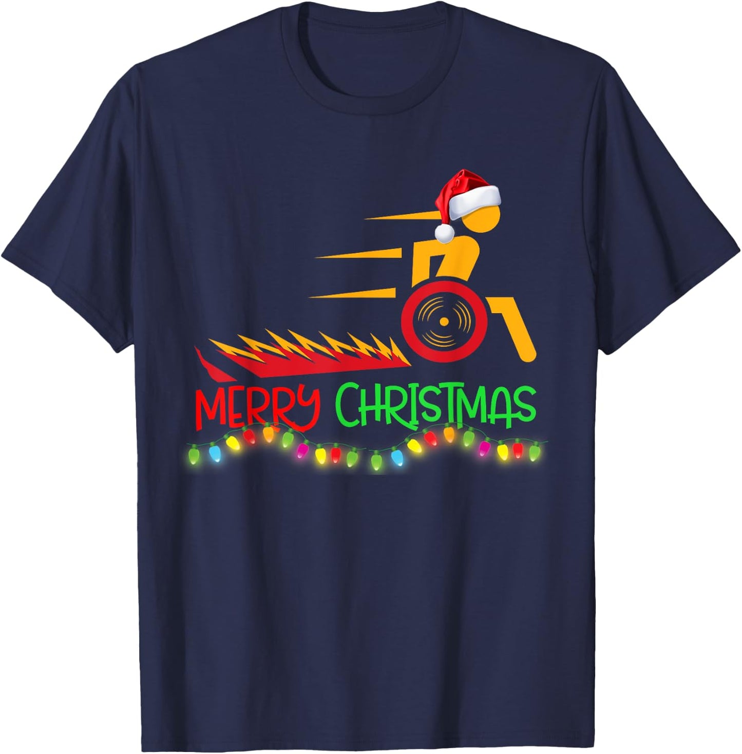 Funny Wheelchair Design | Gift Xmas Merry Christmas Saying T-Shirt - T-Shirt | Navy