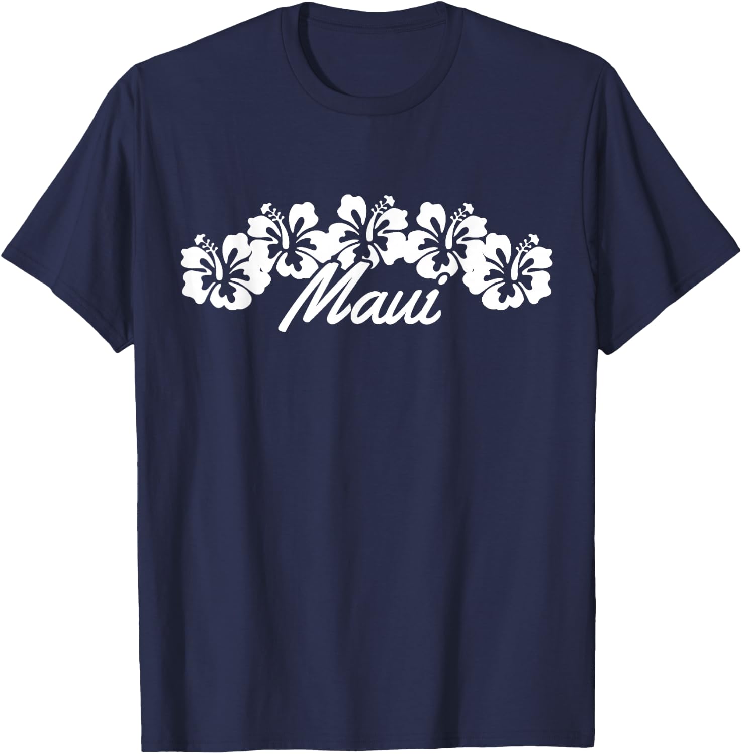 Maui Hawaii Hibiscus Flowers Hawaiian Islands Surfer Gift T-Shirt - T-Shirt | Navy