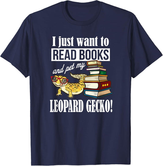 Reading Reptile Read Books Pet Leopard Gecko Lover T-Shirt - T-Shirt | Navy