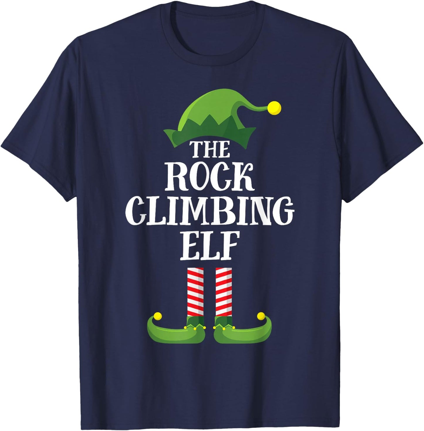 Rock Climbing Elf Matching Family Group Christmas Pyjamas T-Shirt - T-Shirt | Navy