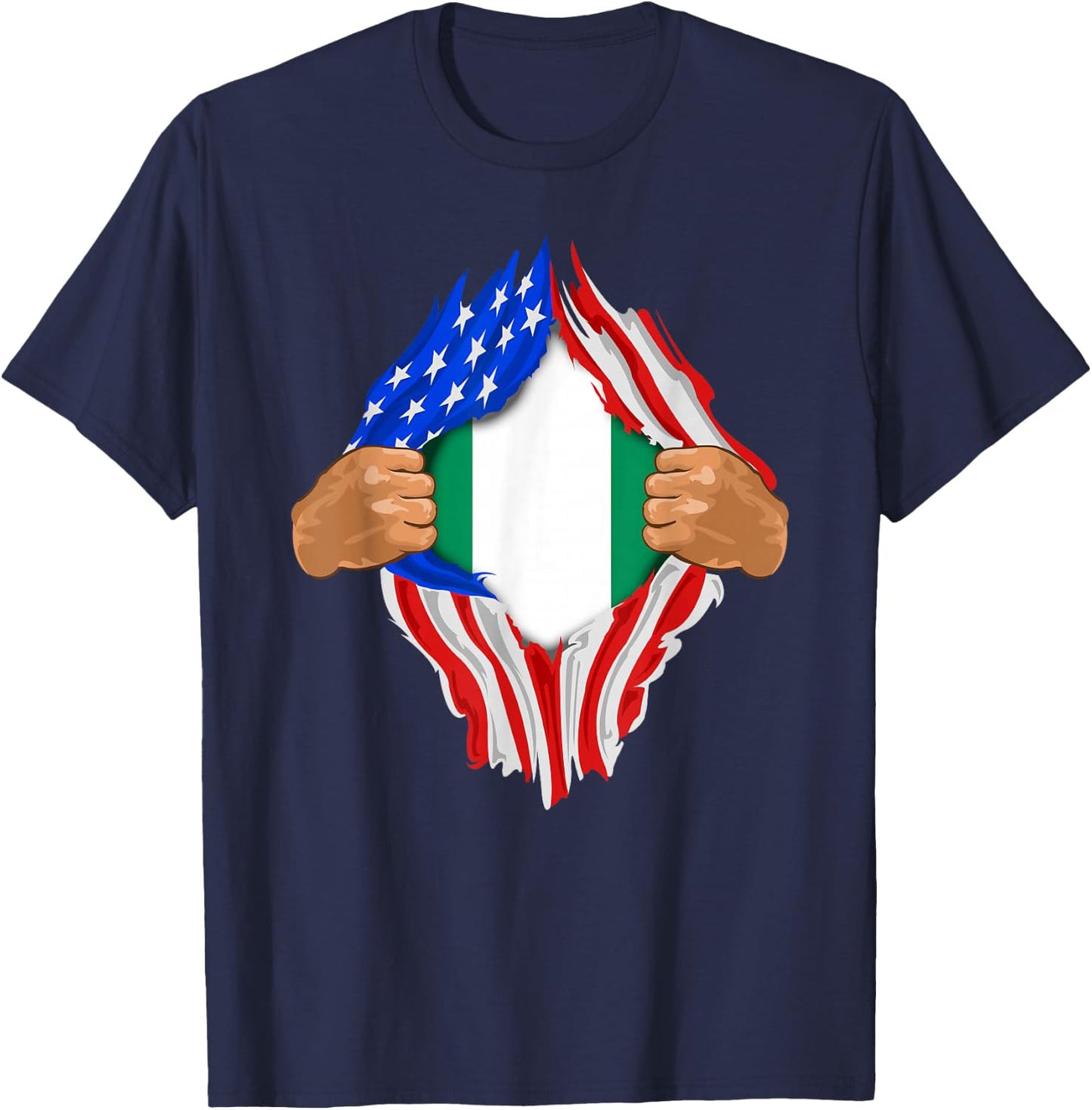 Nigerian Blood Inside Me | Nigeria Flag Gift T-Shirt - T-Shirt | Navy