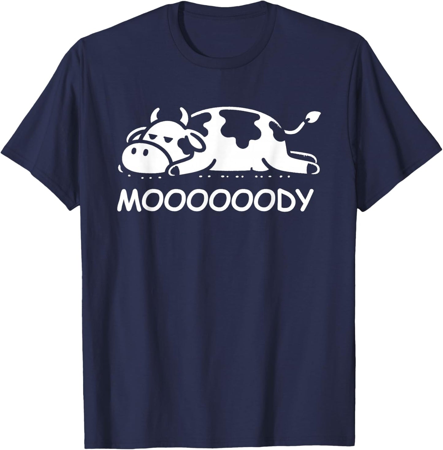 Cow Moody Funny Sleepy Cow Lazy Cow T-Shirt - T-Shirt | Navy