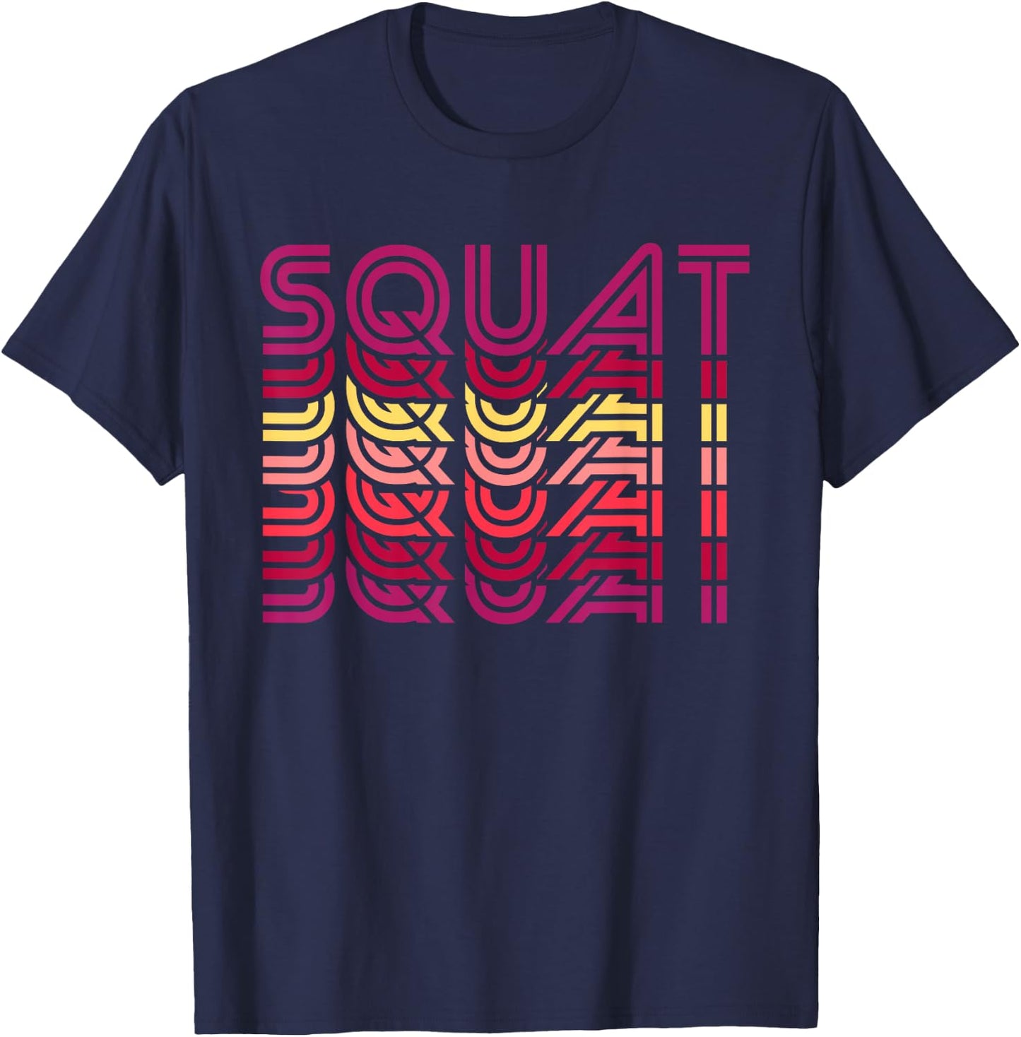 Squat Retro Vintage Funny Fitness Workout Gym Exercise T-Shirt - T-Shirt | Navy