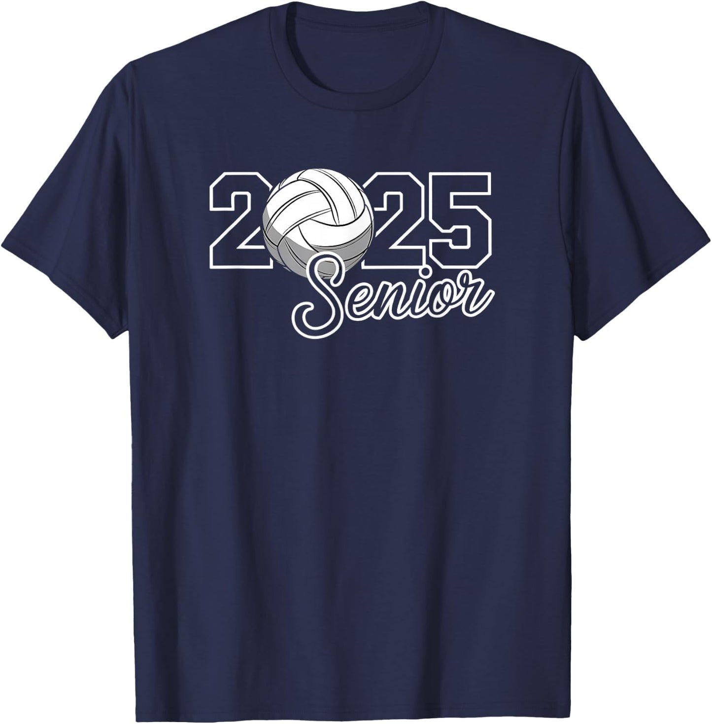 Senior 2025 Volleyball Mom High School Graduation Outfit Fun T-Shirt - T-Shirt | Navy