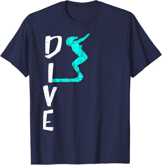 Dive Platform Diving Board Aquatic Diver Springboard Diving T-Shirt - T-Shirt | Navy