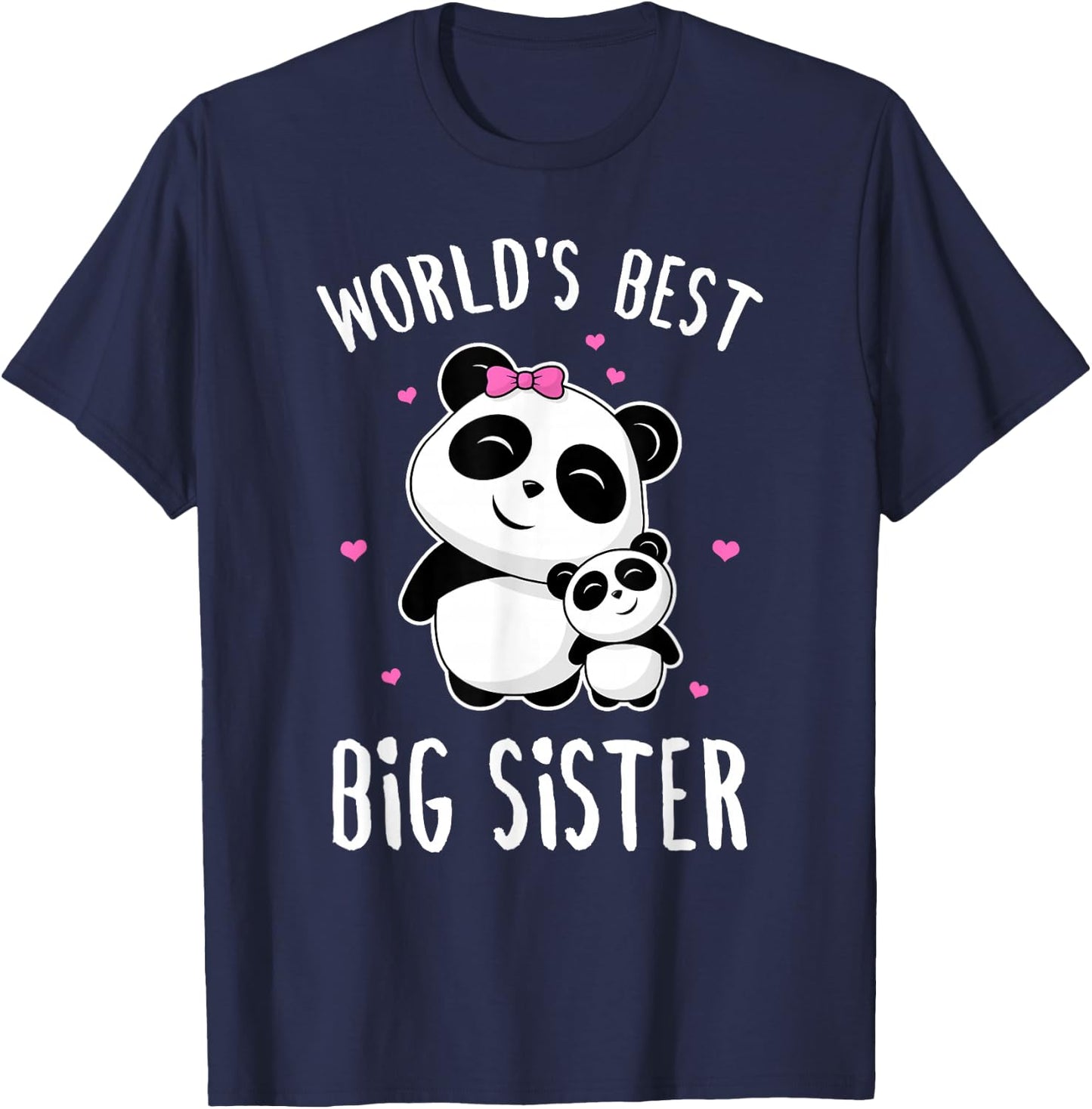 World's Best Big Sister - Cute Pandas Panda Siblings Gift T-Shirt - T-Shirt | Navy
