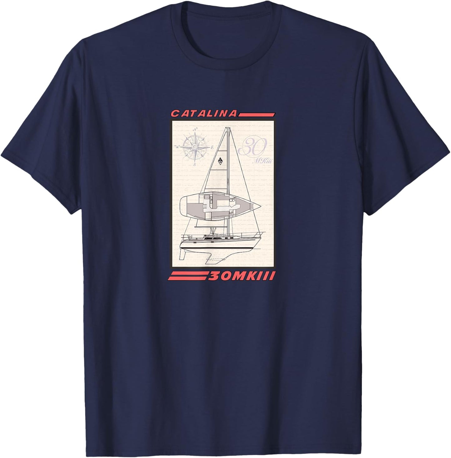 Catalina 30 MKII Sailboat T-Shirt - T-Shirt | Navy