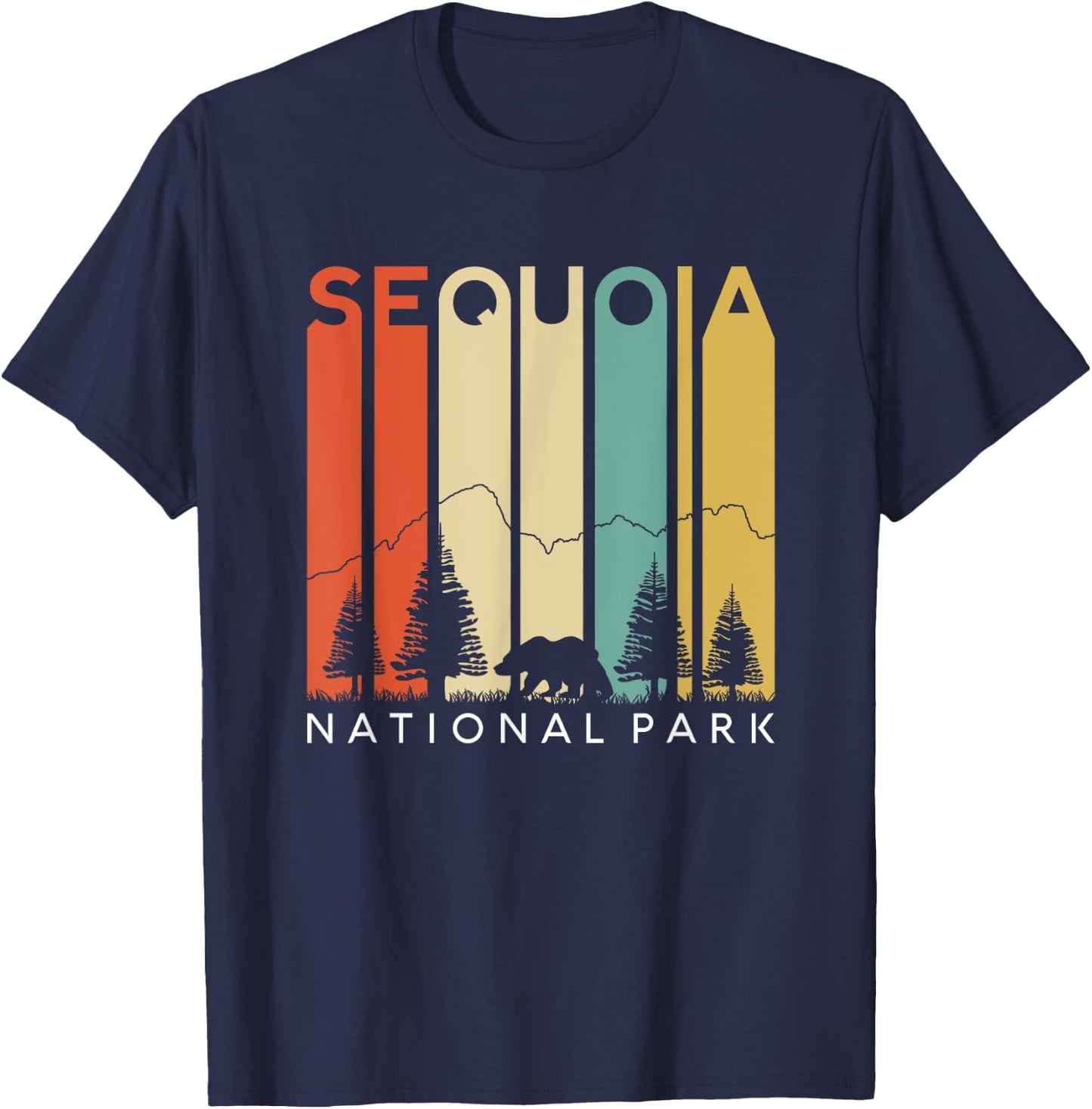 Sequoia National Forest Retro Camping California Kern River T-Shirt - T-Shirt | Navy