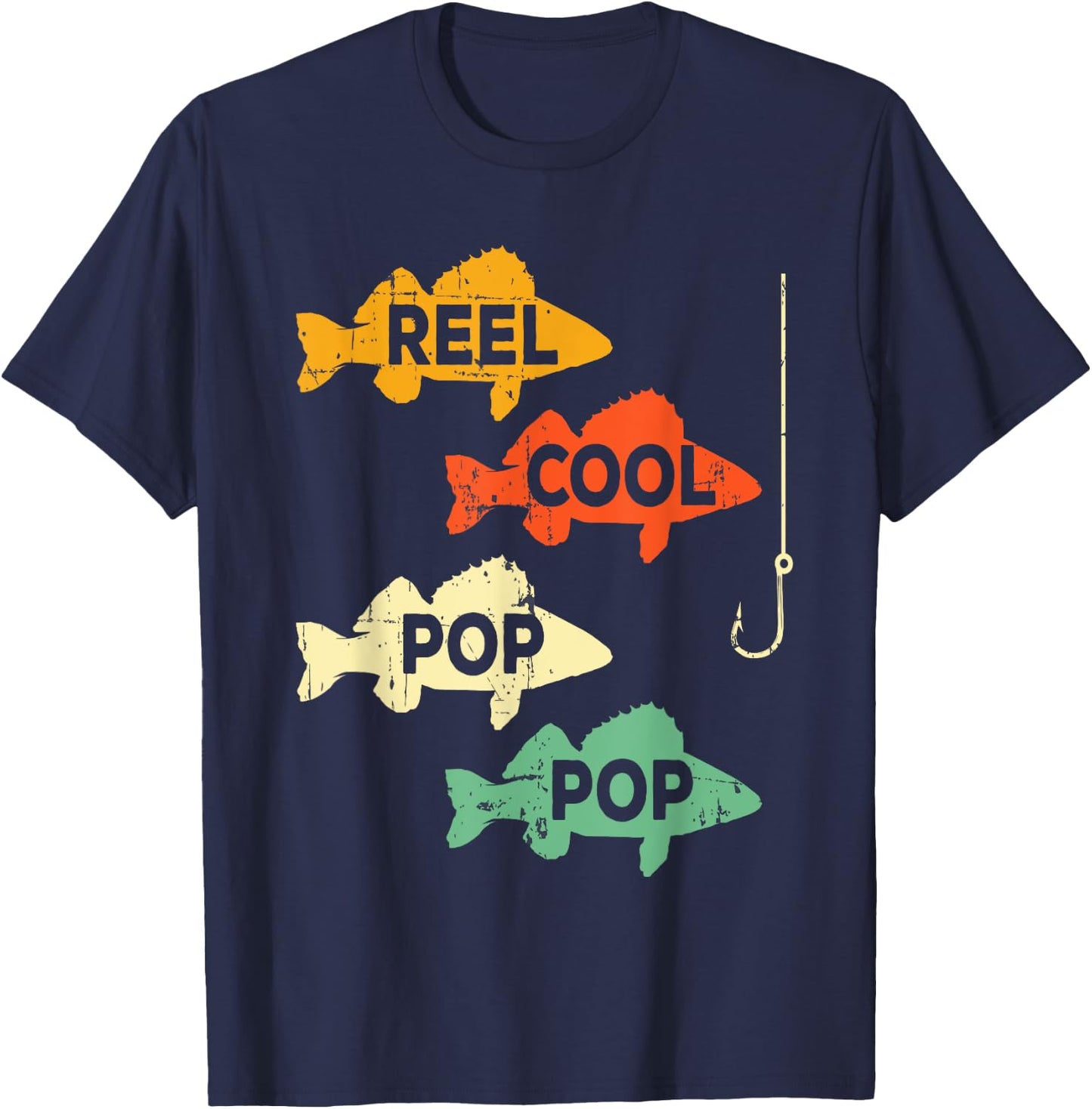 Reel Cool Pop Pop Fishing Pun Cool Poppop Walleye Fish Gift T-Shirt - T-Shirt | Navy