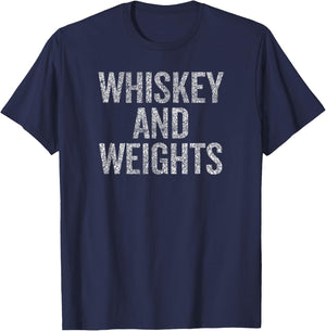 Whiskey and Weights No Carbs Funny Gym Slogan T-Shirt - T-Shirt | Navy