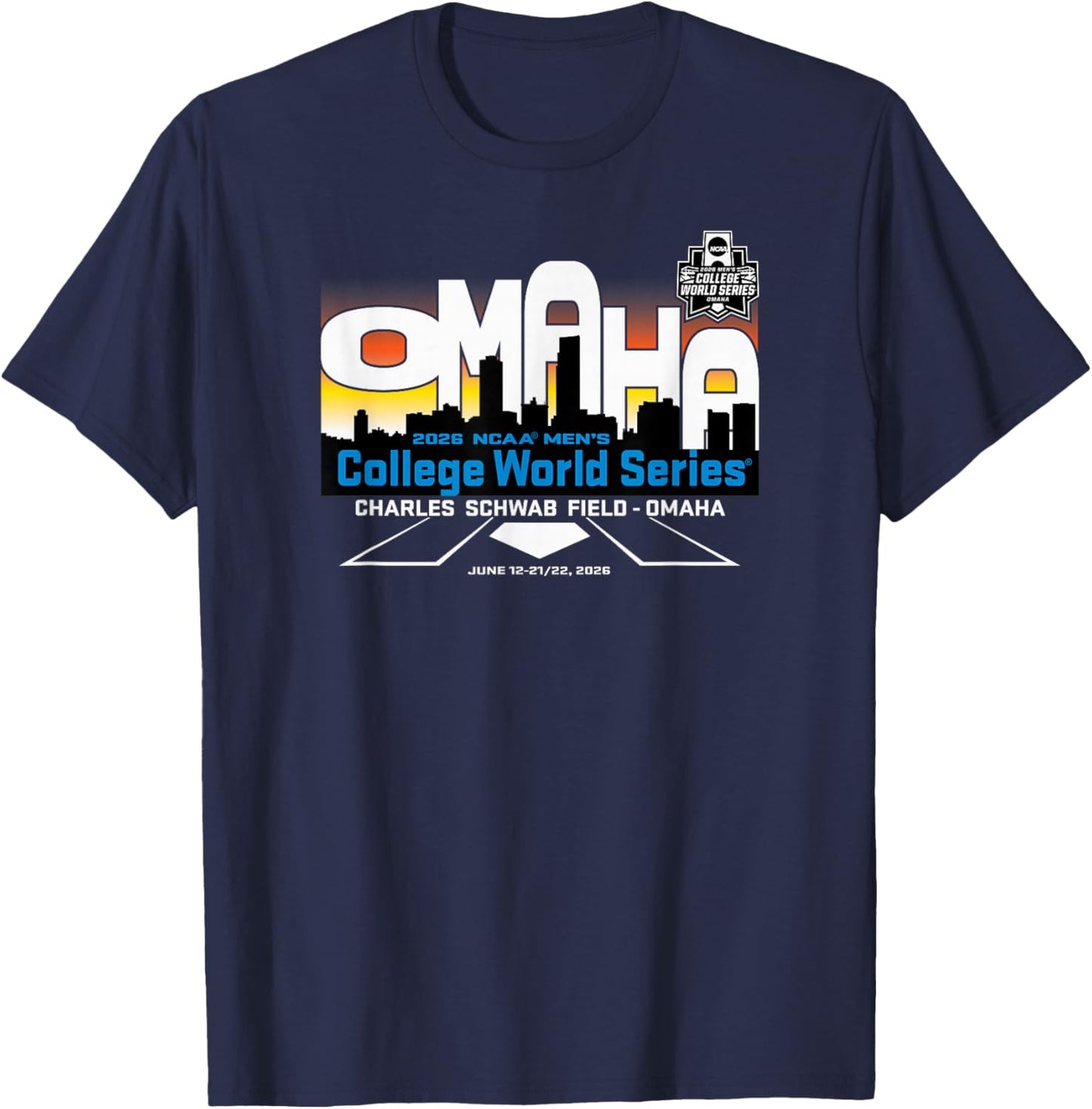College World Series 2026 Omaha Officially Licensed T-Shirt - T-Shirt | Navy