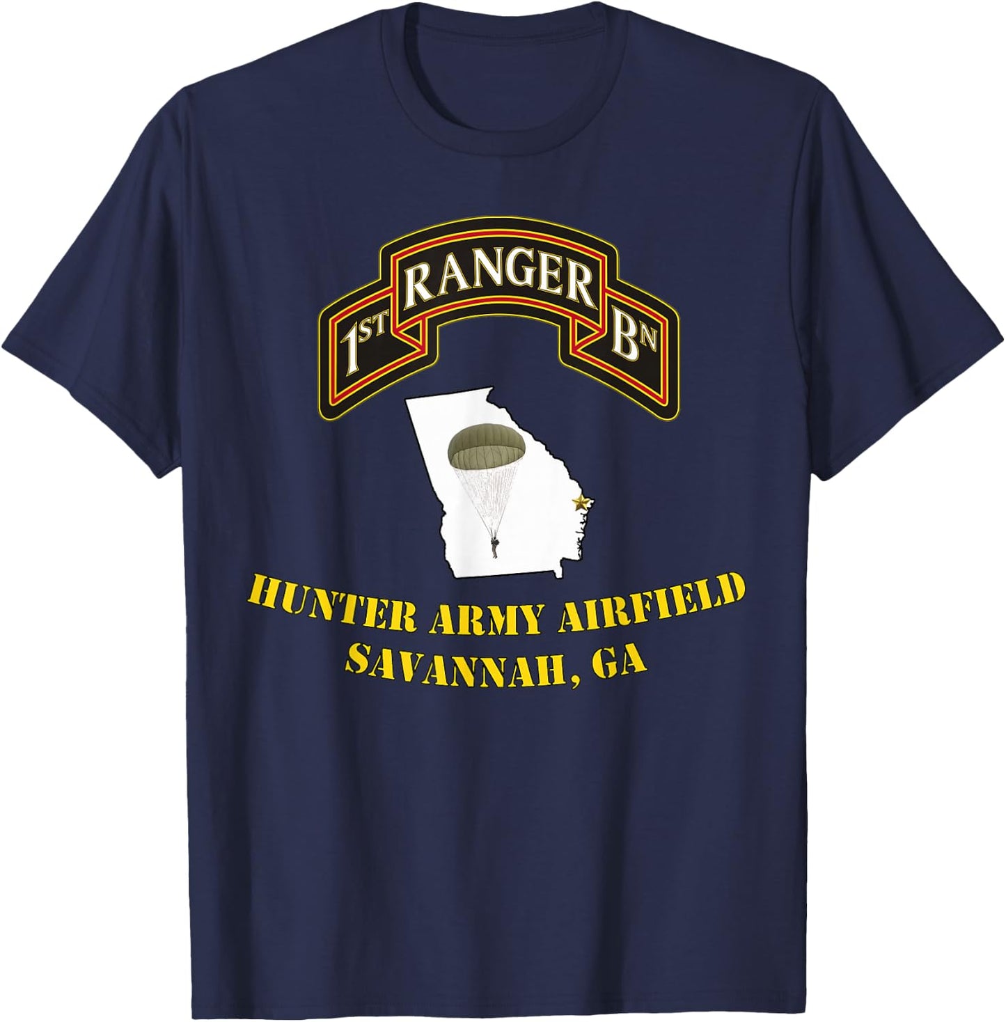 75th Rangers-Hunter Army Airfield 1st Bn Ranger Unit design T-Shirt - T-Shirt | Navy