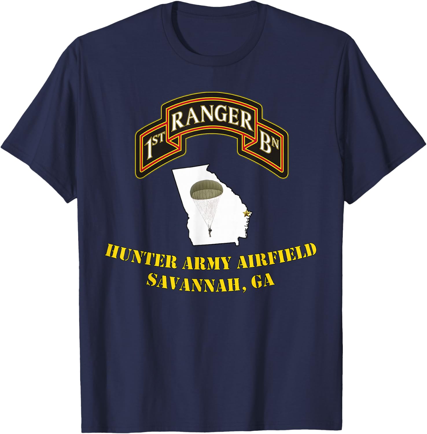 75th Rangers-Hunter Army Airfield 1st Bn Ranger Unit design T-Shirt - T-Shirt | Navy