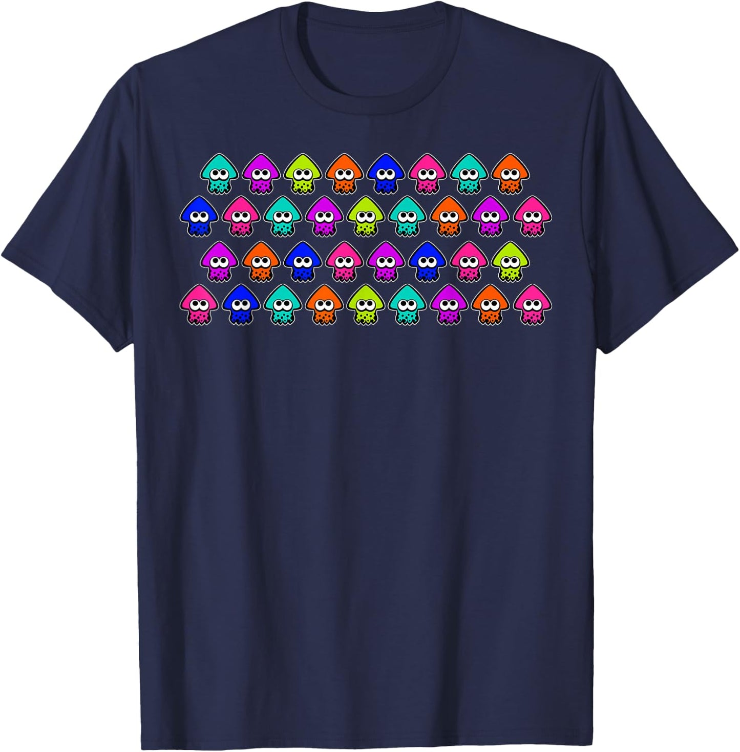Nintendo Splatoon Rainbow Inklings Squid Row Graphic T-Shirt - T-Shirt | Navy