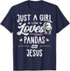Just A Girl Who Loves Pandas And Jesus Gift Women T-Shirt - T-Shirt | Navy