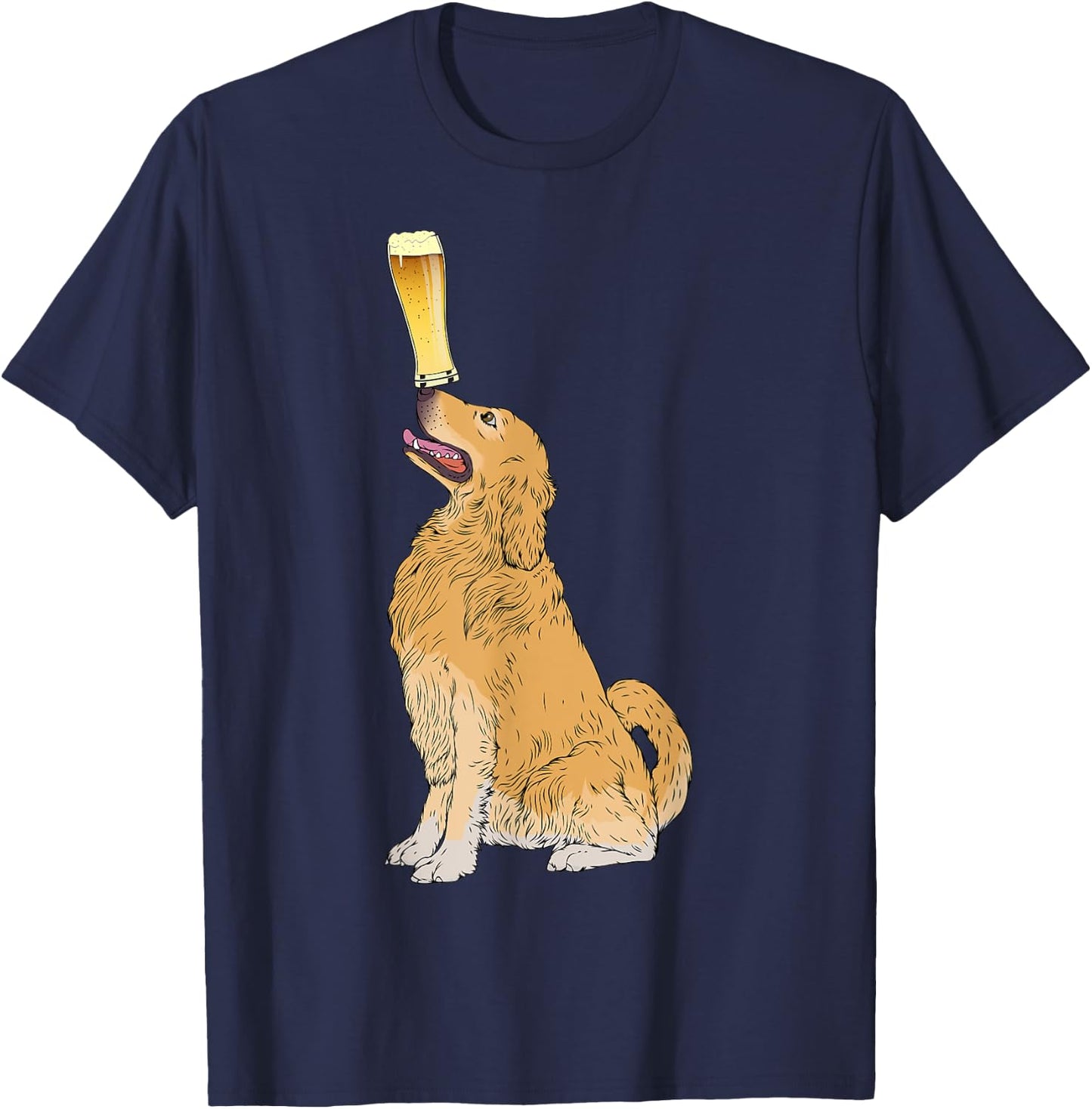 Golden Retriever Beer Lovers Shirt Craft Beer T-Shirt - T-Shirt | Navy