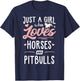 Just A Girl Who Loves Horses And Pitbulls Horse Lover T-Shirt - T-Shirt | Navy