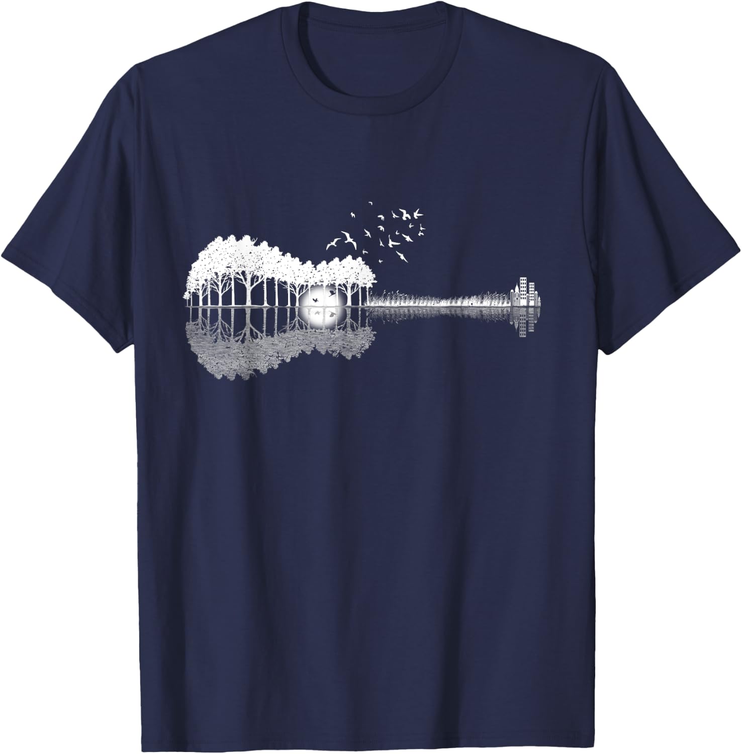 Guitar Lake Shadow Love Guitar Musician T-Shirt - T-Shirt | Navy