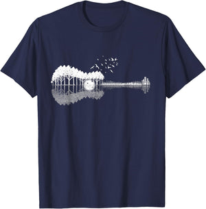 Guitar Lake Shadow Love Guitar Musician T-Shirt - T-Shirt | Navy