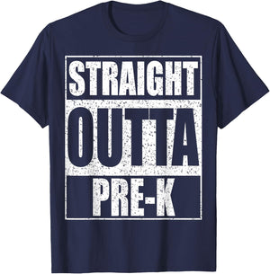 Straight Outta Pre-K Shirt Preschool Boy Girl Graduation T-Shirt - T-Shirt | Navy