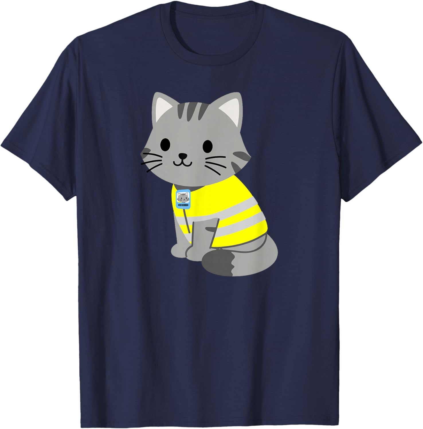 Coworker Swagazon Associate Kitten Wearing Safety Vest T-Shirt - T-Shirt | Navy