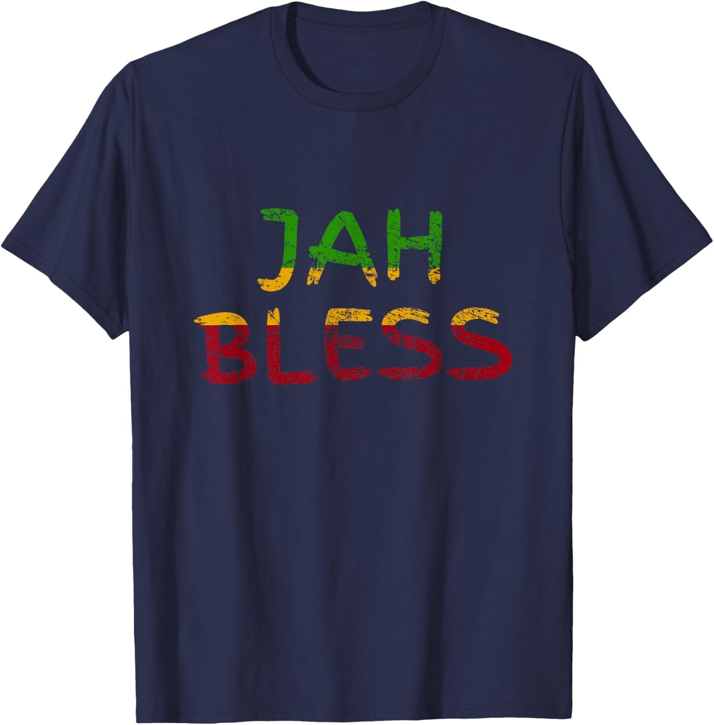 Jah Bless Rastafari Jamaica Retro Gift T-Shirt - T-Shirt | Navy