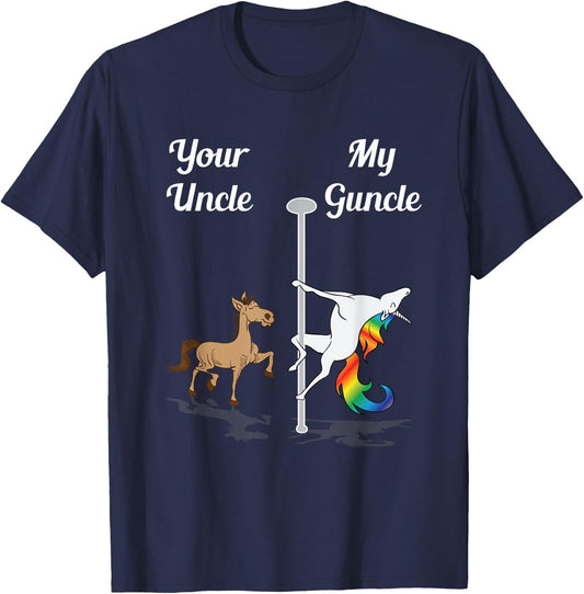 Your Uncle My Guncle You Me Dancing Unicorn Rainbow Dance T-Shirt - T-Shirt | Navy