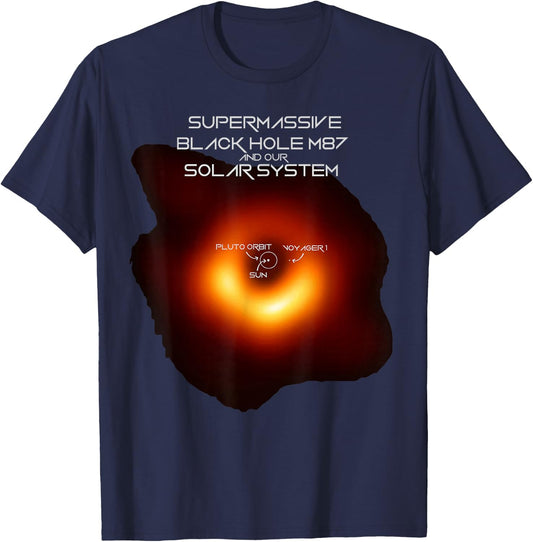 Black Hole M87 Comparison With our Solar System T-Shirt - T-Shirt | Navy