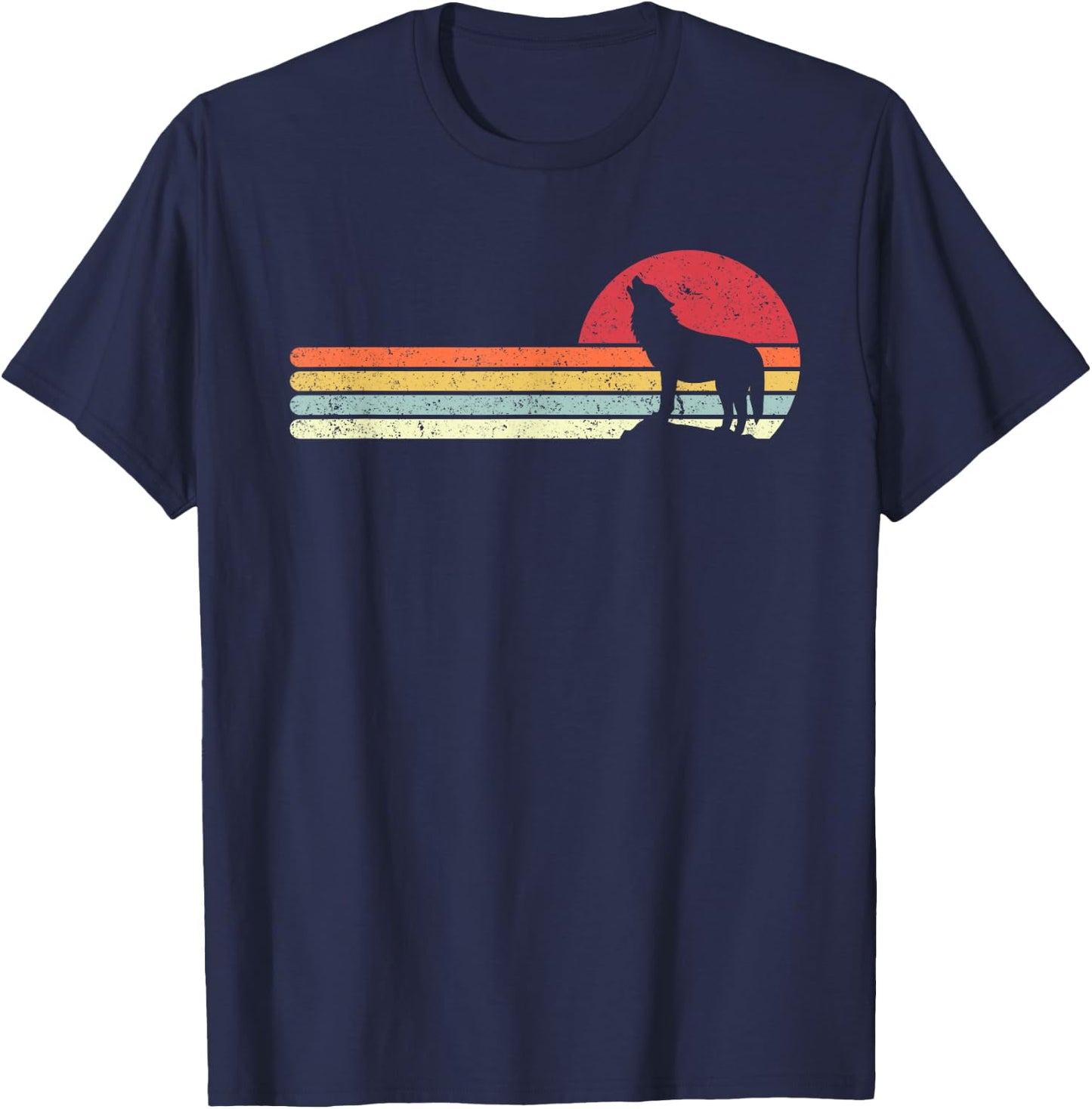 Pack A Punch Retro Wolf Graphic , Black, Small T-Shirt - T-Shirt | Navy