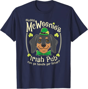 Funny Dachshund St. Patrick's Day Irish Pub T-Shirt - T-Shirt | Navy