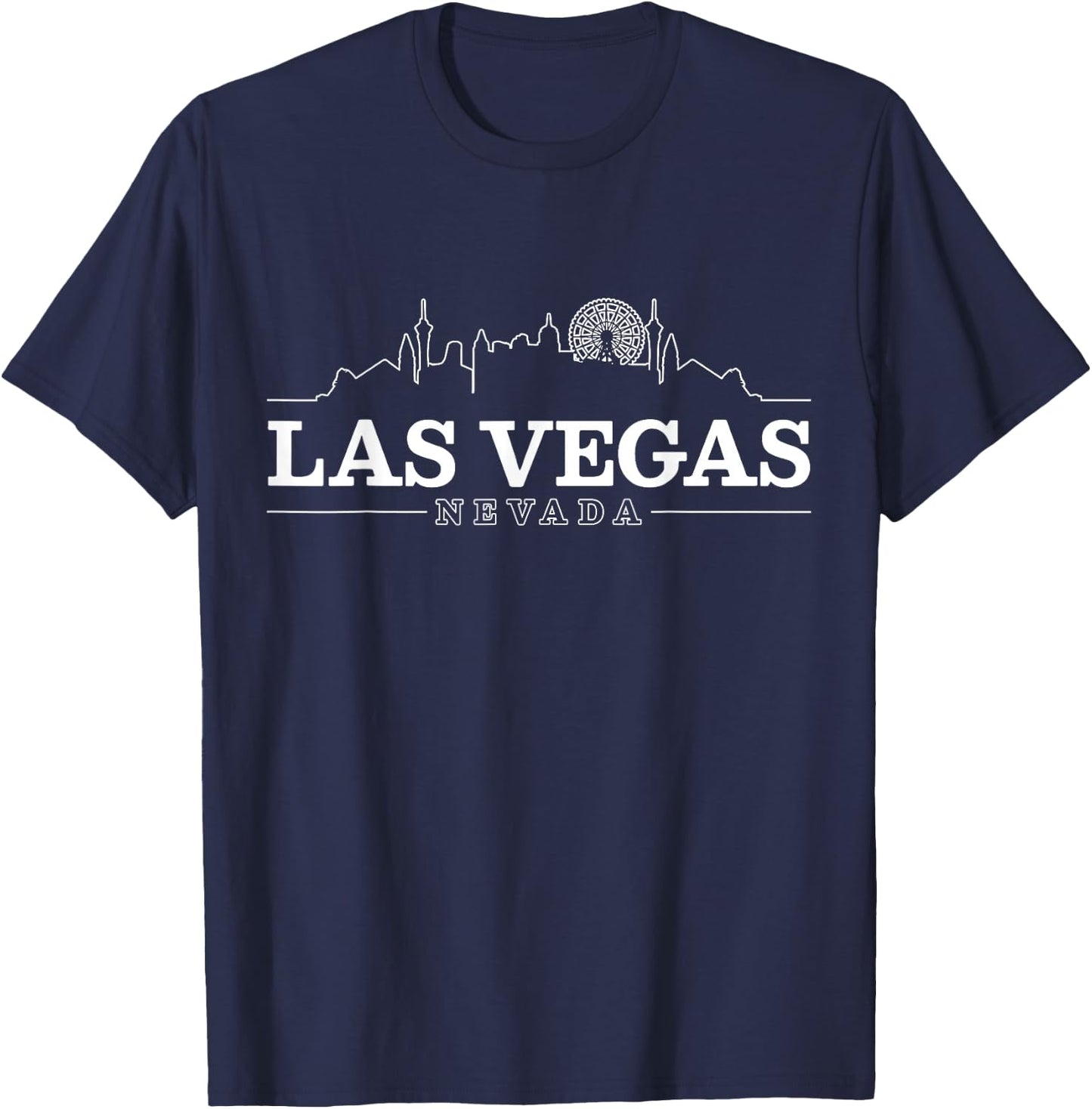 Las Vegas Skyline - Vintage Nevada Souvenir Gift T-Shirt - T-Shirt | Navy