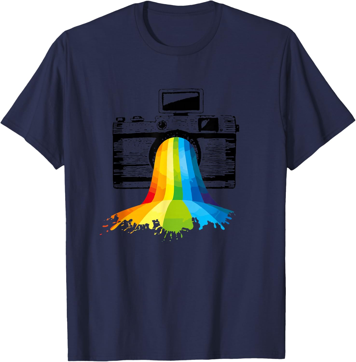 Photography Art Camera Rainbow Photographer Gift T-Shirt - T-Shirt | Navy
