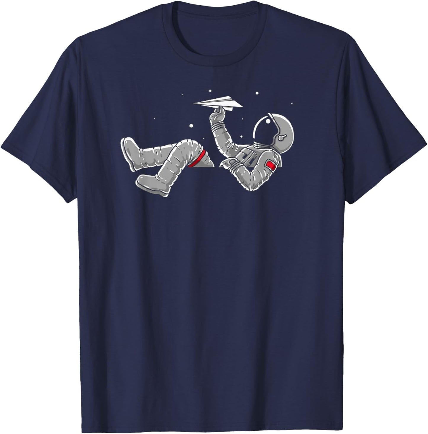 Relaxing Astronaut Throwing Paper Airplanes T-Shirt - T-Shirt | Navy