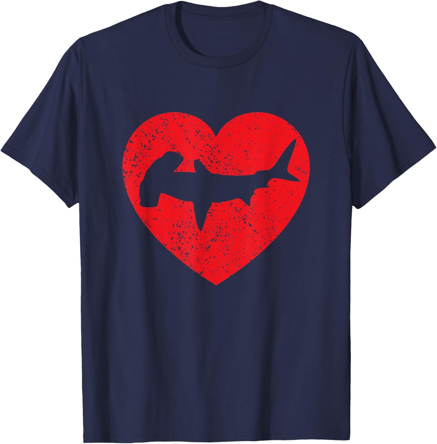 I Love Sharks Shirt Hammerhead Shark Valentine's Day Heart T-Shirt - T-Shirt | Navy