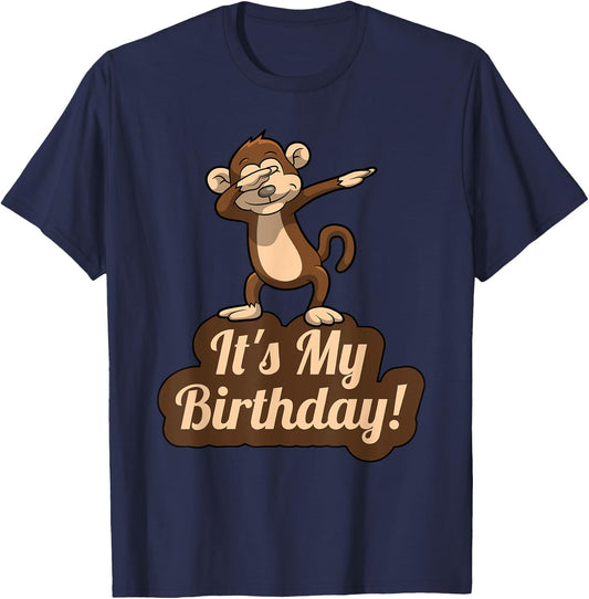 It's My Birthday Dabbing Monkey , Women, Kids T-Shirt - T-Shirt | Navy
