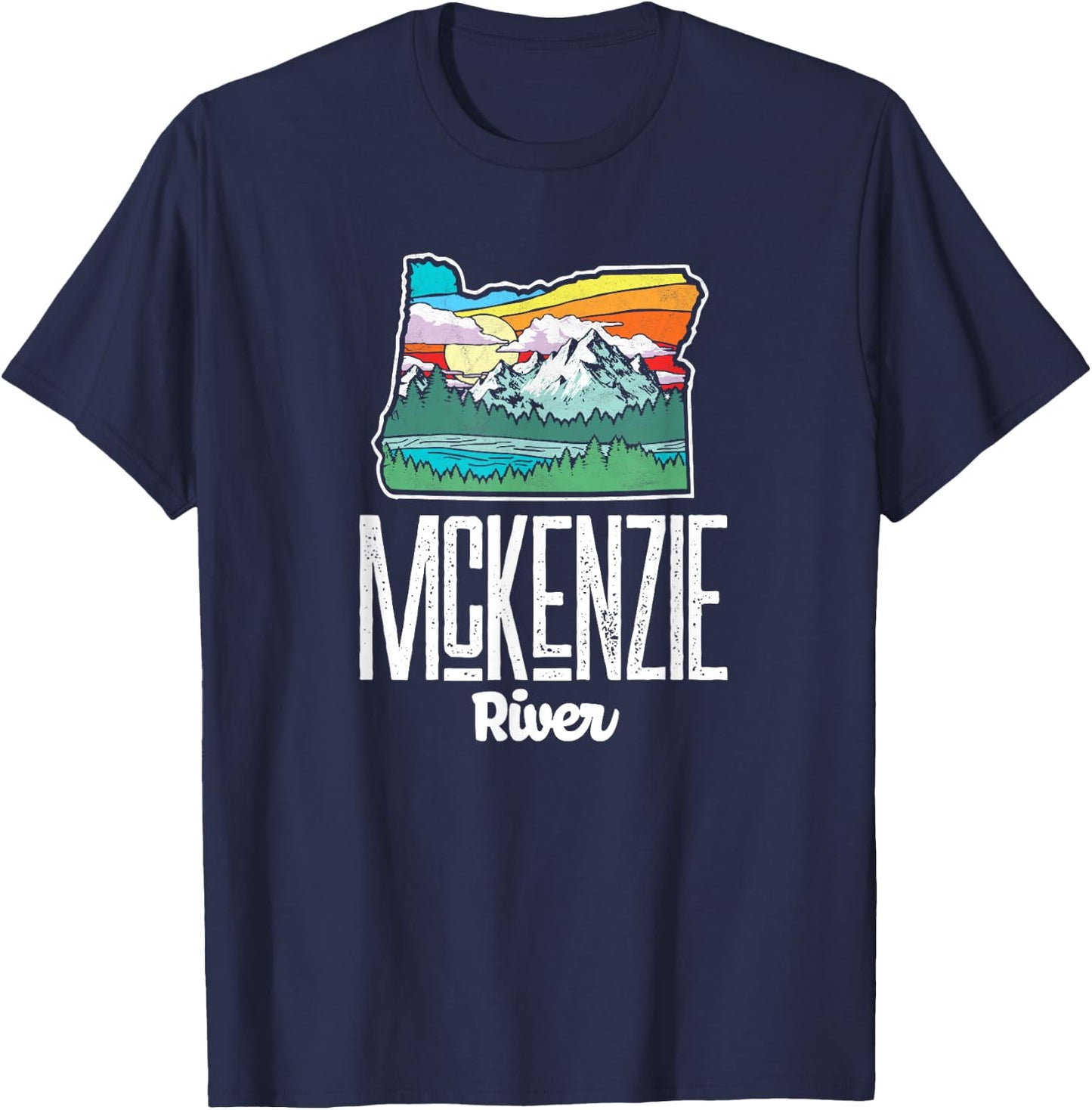 McKenzie River Vintage Oregon Nature & Outdoors Retro T-Shirt - T-Shirt | Navy
